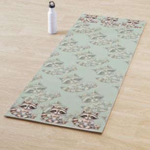 Tapis De Yoga Vintage habillé Cottagecore Raccoon Pastel