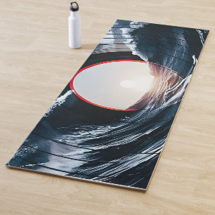 Tapis De Yoga Vinyle Vintage Surf Vague Océan Musique Rétro