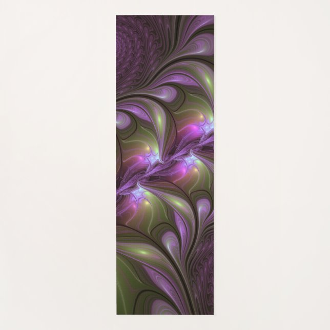 Tapis De Yoga Violet Abstrait violet violet kaki fractal (Devant)