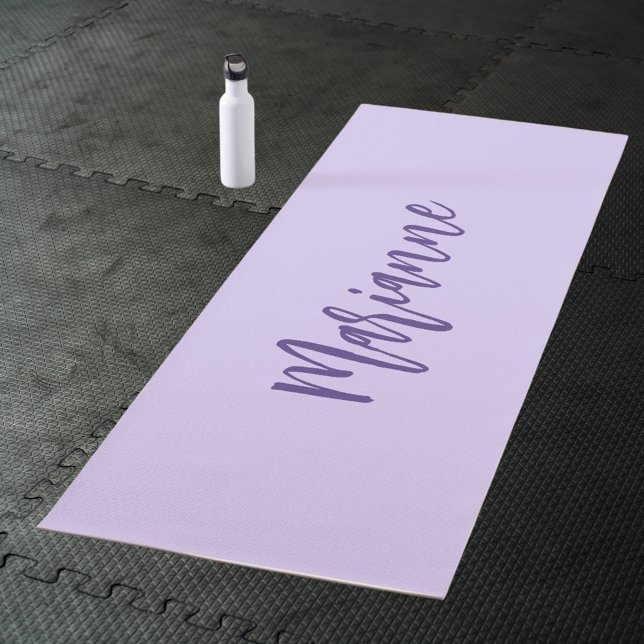 Tapis De Yoga Violet pourpre nom personnalisé script (Créateur téléchargé)