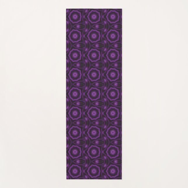 Tapis De Yoga Violet sur motif d'art abstrait géométrique noir (Devant)