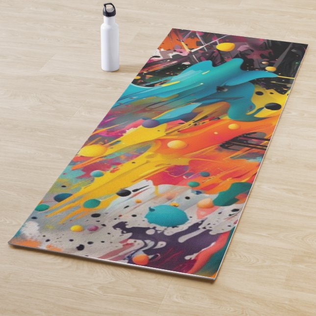 Tapis De Yoga Vivid Chaos Splash Graffiti (En situation)