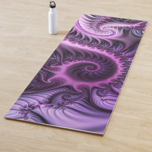 Tapis De Yoga Vivid Cool Abstrait rose violet Fractal Art Spiral