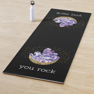 Tapis De Yoga Vous Rock Amethyst Crystals Mystical Watercolor