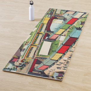Tapis De Yoga Voyage vintage de trains de voyageurs et de trains