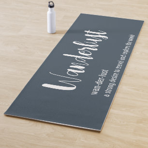 Tapis De Yoga Wanderlust définition blanc gris bleu couleur