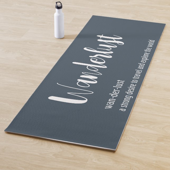 Tapis De Yoga Wanderlust définition blanc gris bleu couleur (En situation)