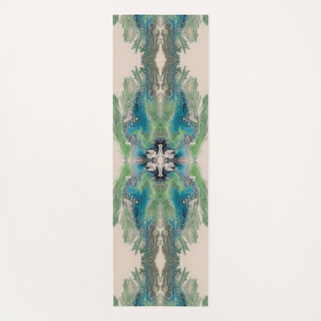 Tapis De Yoga Water Path Flow – Abstract Aqua & Green Fluid Art  (Devant)