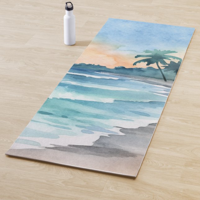 Tapis De Yoga Watercolor Beach Yoga Mat (En situation)