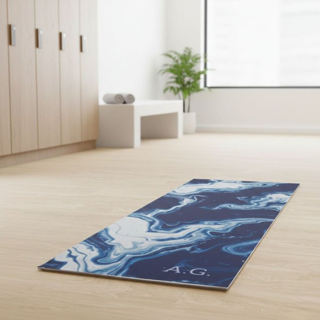 Tapis De Yoga Wellness Waters Exercise Mat - Navy Blue Fluid  (Créateur téléchargé)