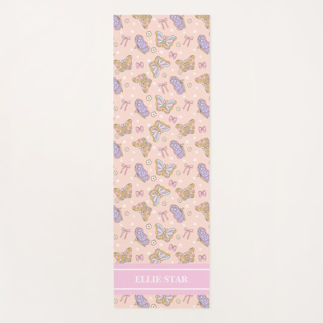 Tapis De Yoga Whimsical Butterfly Girl Personnalisée (Devant)