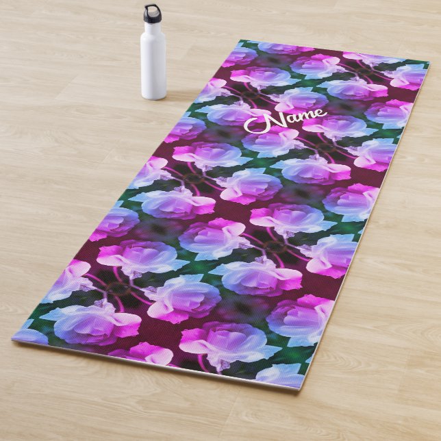 Tapis De Yoga White Rose Raindrops Art Abstrait Personnalisé (En situation)