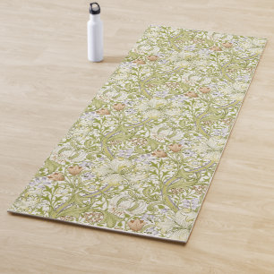 Tapis De Yoga William Morris Jardin de Lys Doré Fleur Classique