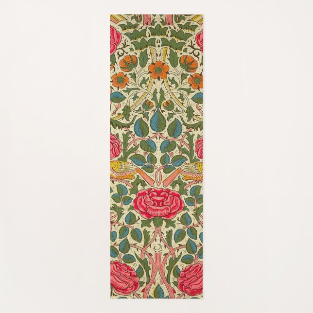 Tapis De Yoga William Morris Rose Floral Chintz rose (Devant)
