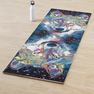 Tapis De Yoga Wolf Yoga Mat Têtes de loup colorées