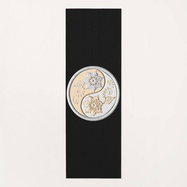 Tapis De Yoga Yin Yang Argent et Or (Devant)
