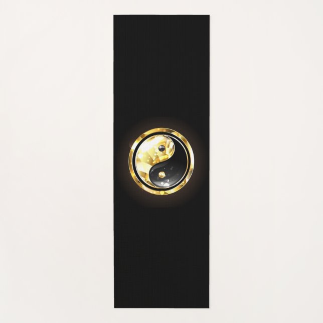 Tapis De Yoga Yin Yang or sur noir (Devant)