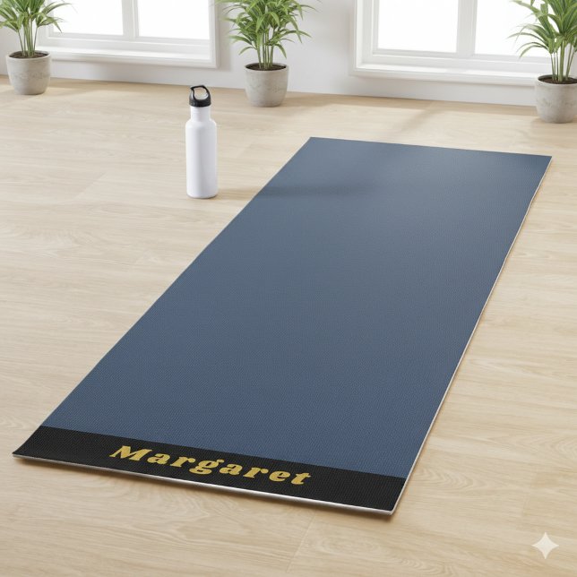 Tapis De Yoga Yoga bleu Mat moderne avec votre nom dans le style (Blue Yoga Modern Mat with Your Name in Style)