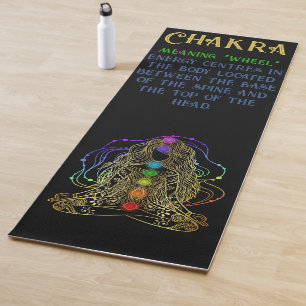 Tapis De Yoga Yoga d'or fille avec Chakra Energie colorée