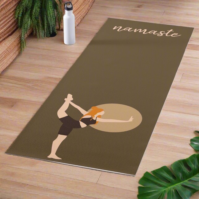Tapis De Yoga Yoga Femmes Exercice Poses Namaste Yogi Brown (Créateur téléchargé)