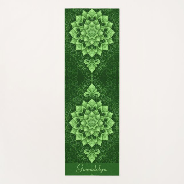 Tapis De Yoga Yoga Fleur Mandala Vert (Devant)