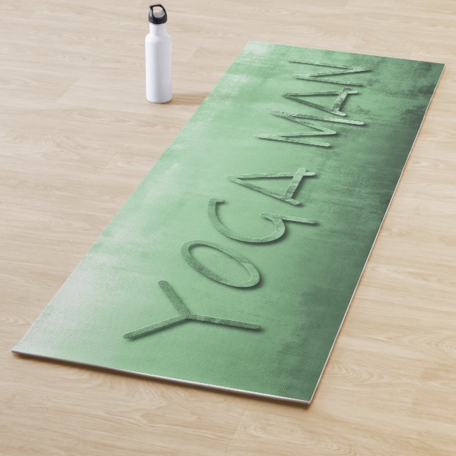 Tapis De Yoga Yoga Man Pistachio gris blanc rustique (En situation)