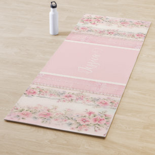 Tapis De Yoga Yoga Mat à fleurs roses personnalisées