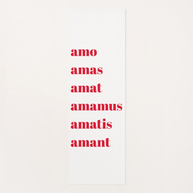 Tapis De Yoga Yoga Mat avec typographie, Amo Amas Amat Latin (Devant)