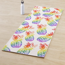 Yoga Mat avec un vif ananas arc en ciel