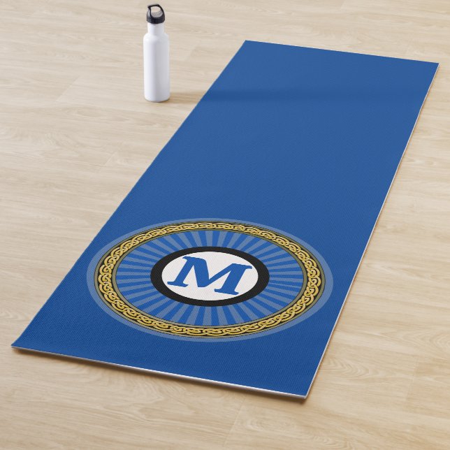 Tapis De Yoga Yoga Mat - Bleu Bande Personnalisée - Ajouter Init (En situation)