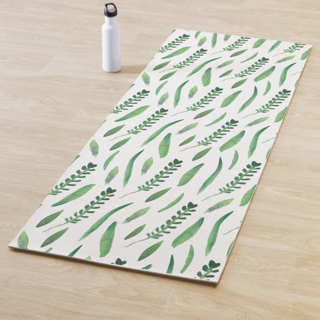 Tapis De Yoga Yoga Mat - Green Leaves Pattern (En situation)