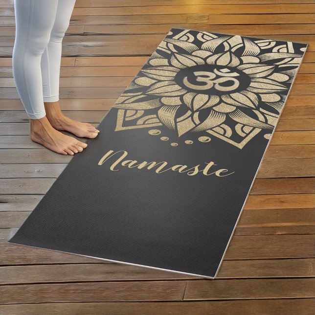 Tapis De Yoga Yoga Méditation Instructeur or Mandala Om Symbole (Créateur téléchargé)