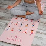 Tapis De Yoga Yoga Pose Amusant & mignon rose Personnalisé Yoga<br><div class="desc">Illustration colorée de personnes dans différents yoga pose sur un arrière - plan rose clair. Yoga positionne le nom personnalisé tapis de yoga. Yoga pose tapis de méditation. Tapis d'exercice avec le yoga positions motif. Tapis de yoga rose clair personnalisable. Motif de yoga bleu personnalisé avec votre nom. Mignonne, amusante,...</div>