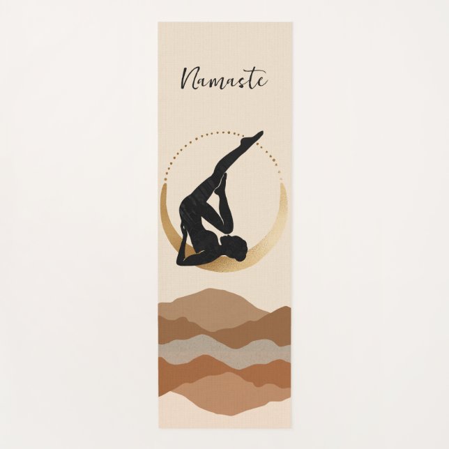 Tapis De Yoga Yoga pose Namaste silhouette or croissant lune (Devant)