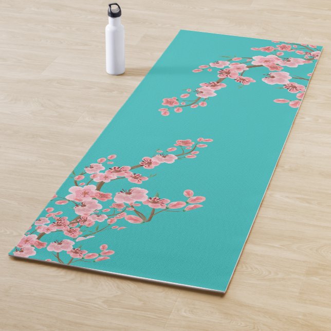 Tapis De Yoga Zen Cherry Blossom Watercolor Yoga Mat (En situation)