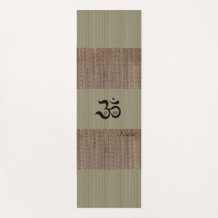 Tapis De Yoga Zen Om tatami vert imprimé nom personnalisé rustiq