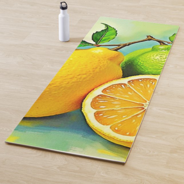 Tapis De Yoga Zesty Citrus Burst Sunshine Design (En situation)