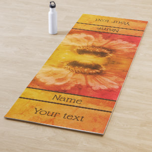 Tapis De Yoga Zinnia Daisy Fleur Vintage Sepia Personnalisé