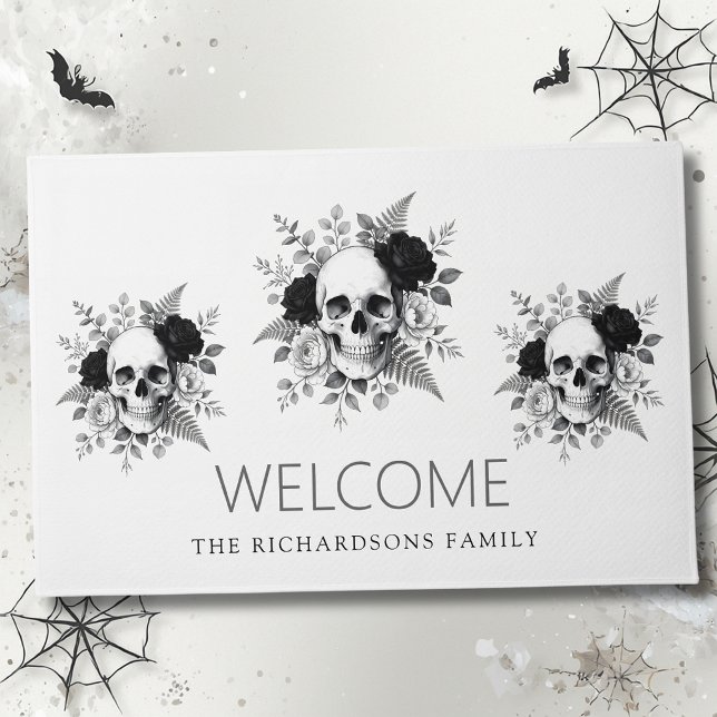 Tapis d'Halloween floral crâne gothique (Créateur téléchargé)