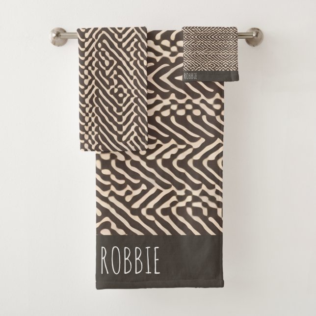 Tapis en tissu brun pâle Motif géométrique (En situation)