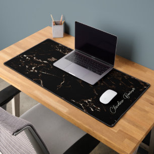 Tapis et sous-mains de bureau aspect marbre noir m