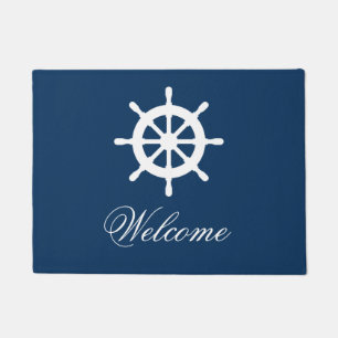 Tapis fait sur commande nautique de bleu marine et