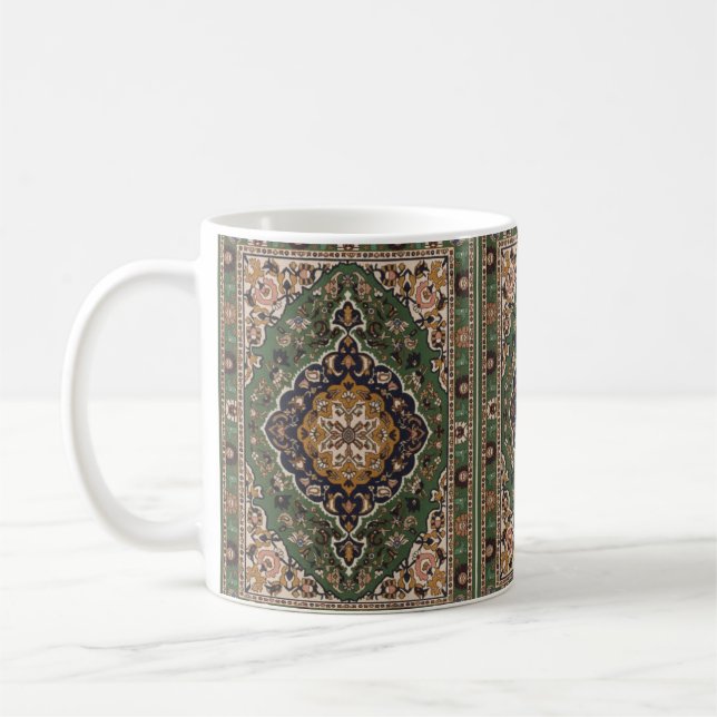Tapis marocain de style vert émeraude Mug à café (Gauche)
