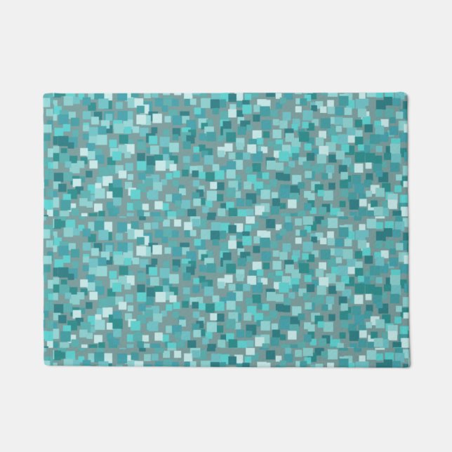 Tapis Mosaïque Turquoise Rétro Paillasson  (Devant)