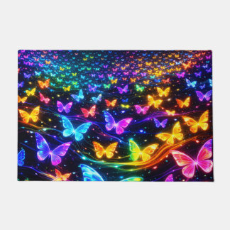 Tapis motif papillon couleurs néon