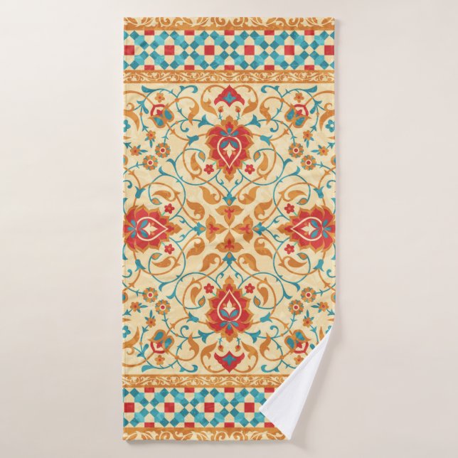 Tapis oriental, motif ornemental ornemental, stylé (Serviette de bain)