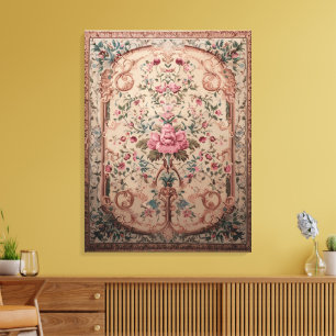 Tapis Persan Floral Élégant Imprimé sur Toile Tend