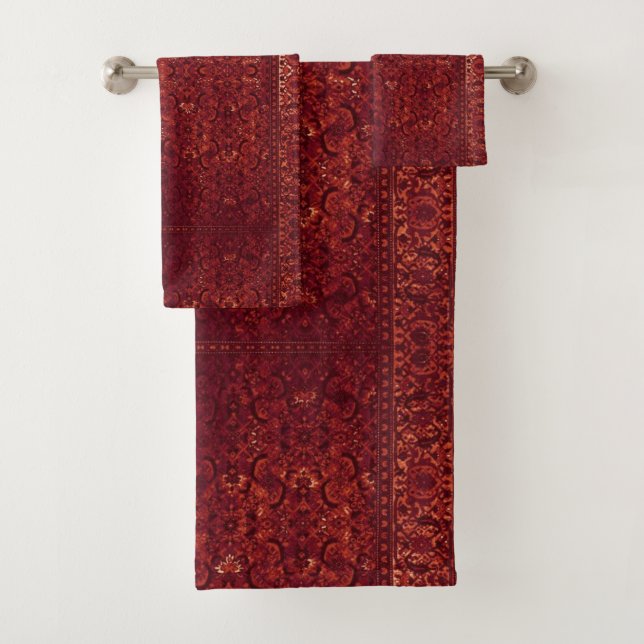 Tapis Persan Rouge Foncé Antique Vintage Oriental (En situation)