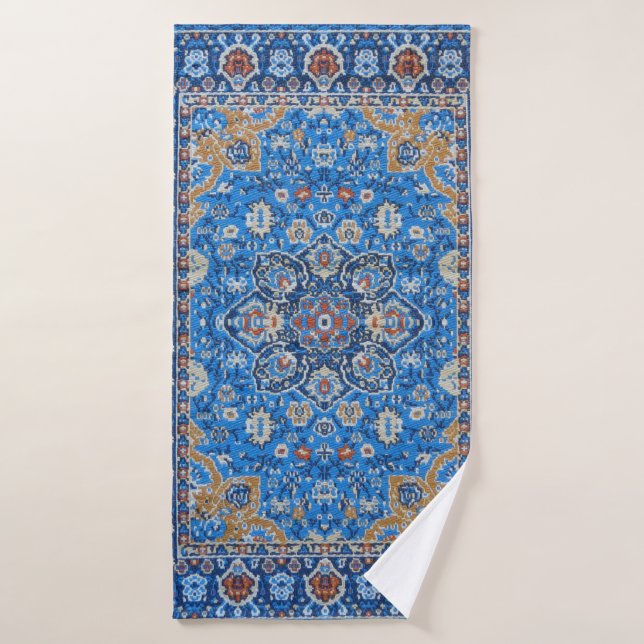 Tapis persan turc bleu oriental antique (Serviette de bain)