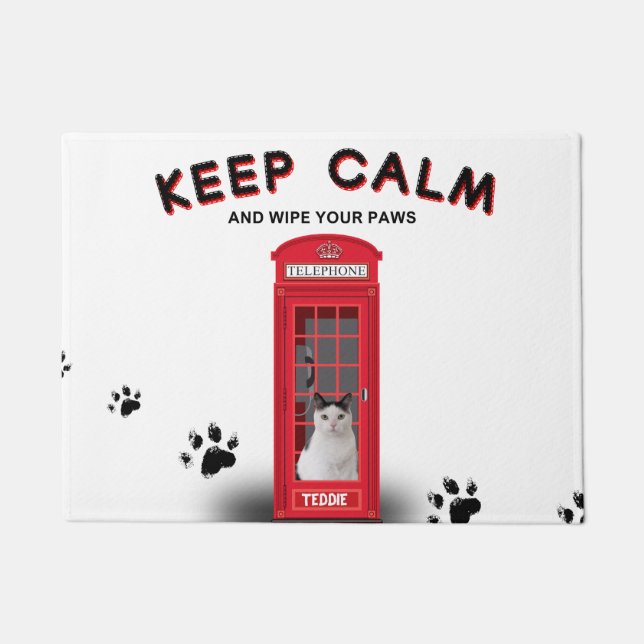Tapis personnalisable 'Keep Calm' cabine téléphoni (Devant)
